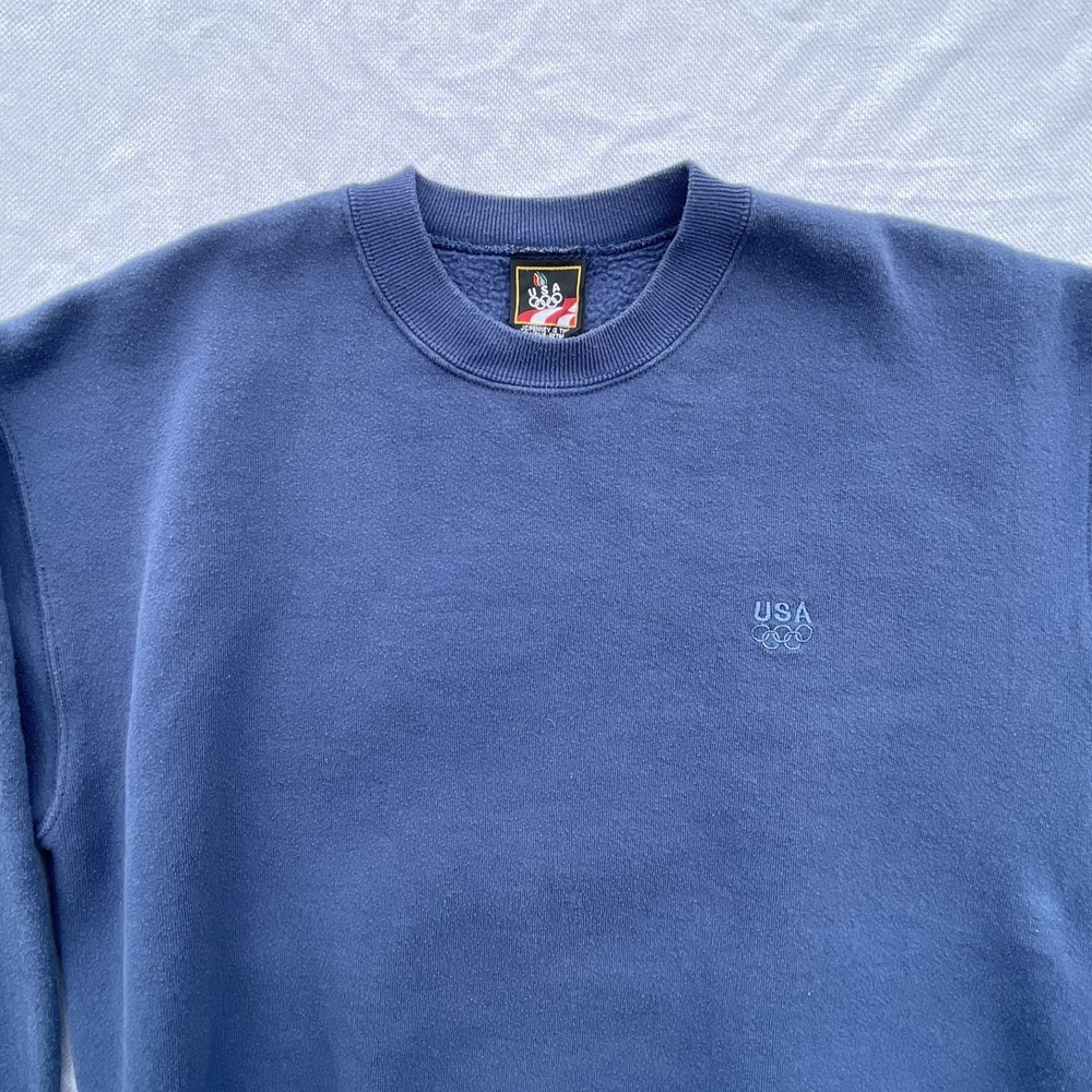 Vintage 90s Navy Blue USA Olympics JCP Navy Crewneck Sweatshirt Size Large - Picture 4 of 16
